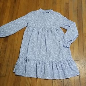 Boohoo maternity ditsy floral smock dress blue 8